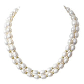 Surat Diamonds 2 Line Heavy Looking Real Big Elongated Pearl and Stone Ring Necklace for Women