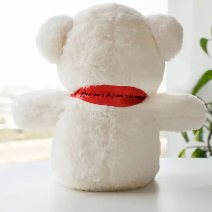 Cute Teddy with Personalised Bow Red